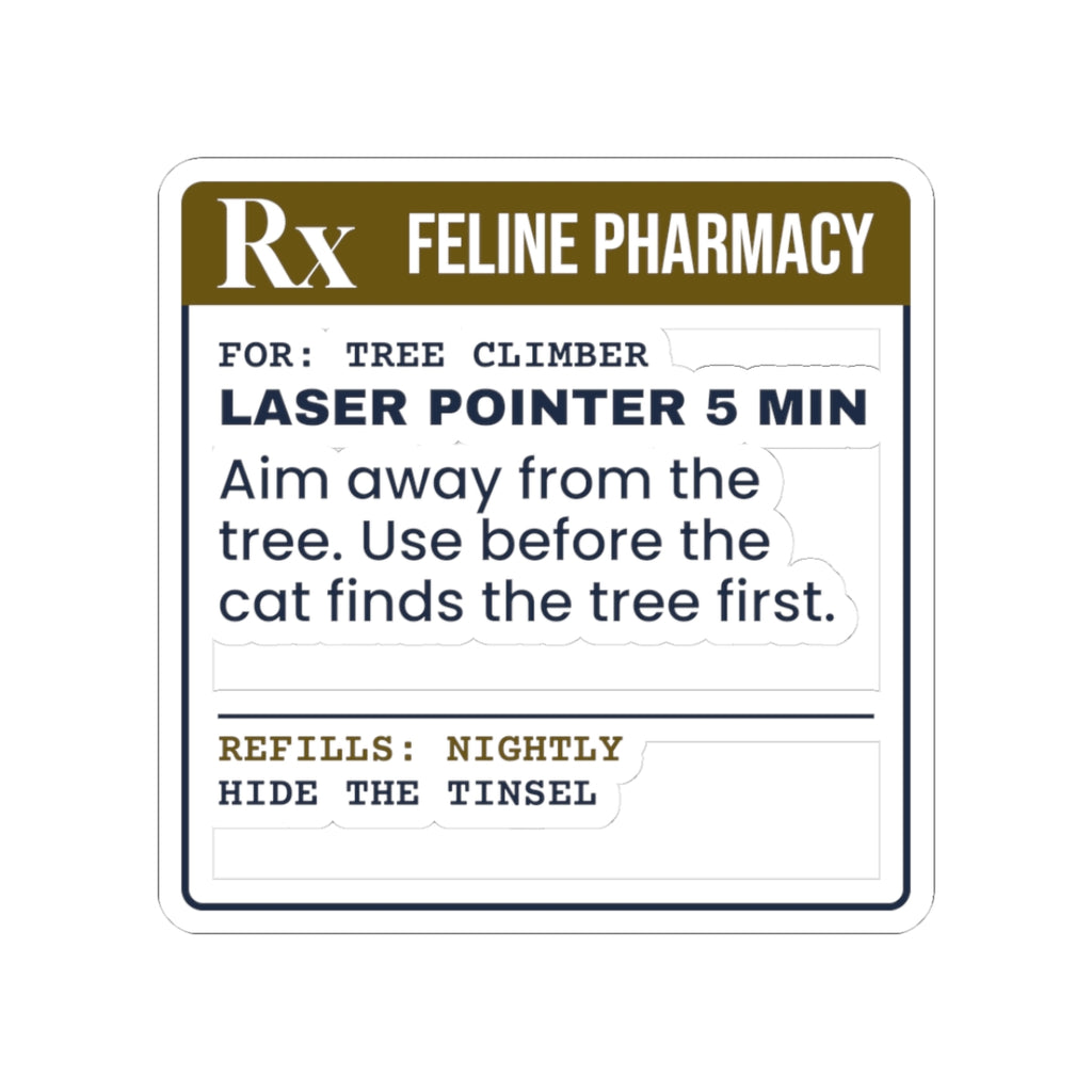 Funny Christmas Cat Sticker Laser Pointer Prescription Label