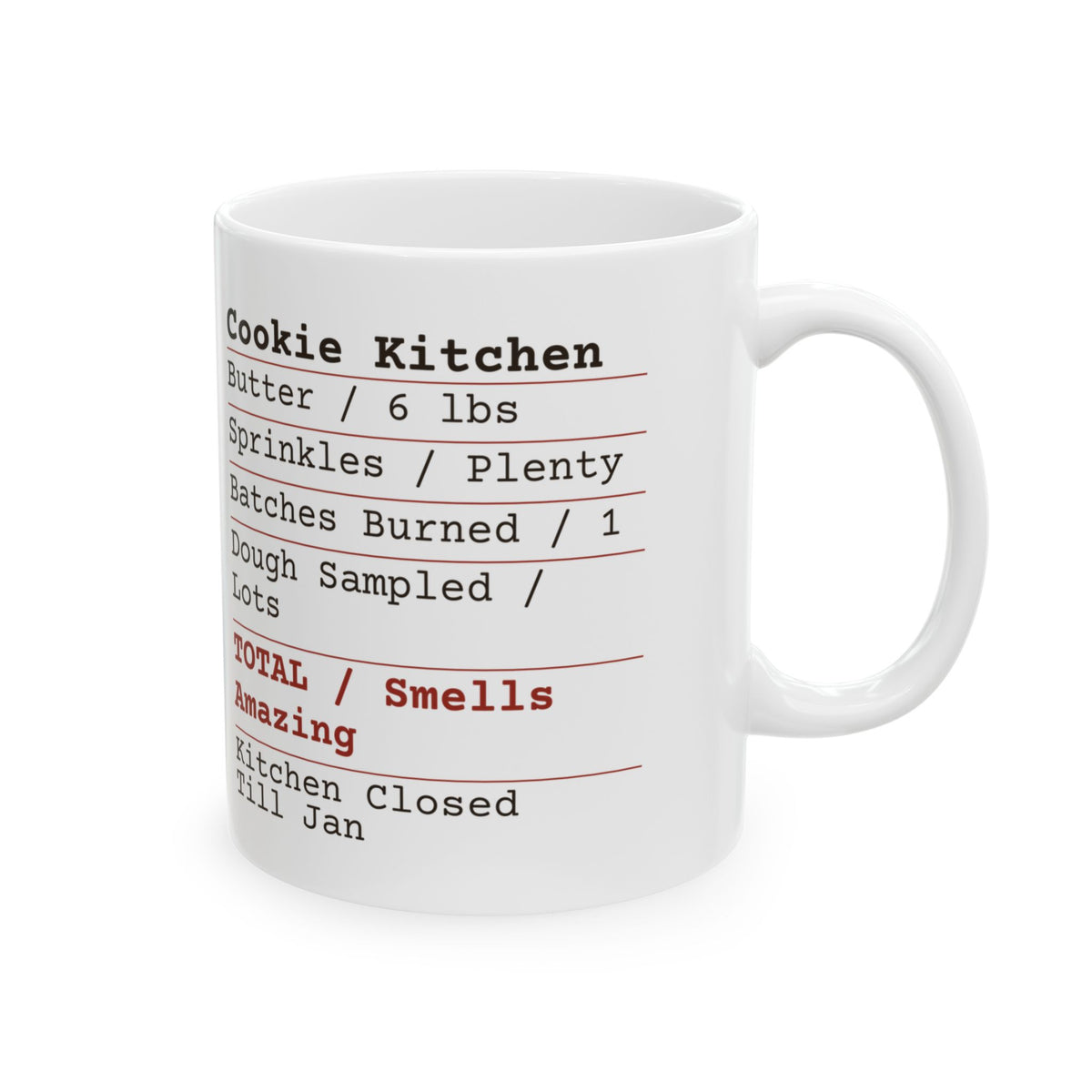 Funny Christmas Baking Coffee Mug Cookie Kitchen Receipt