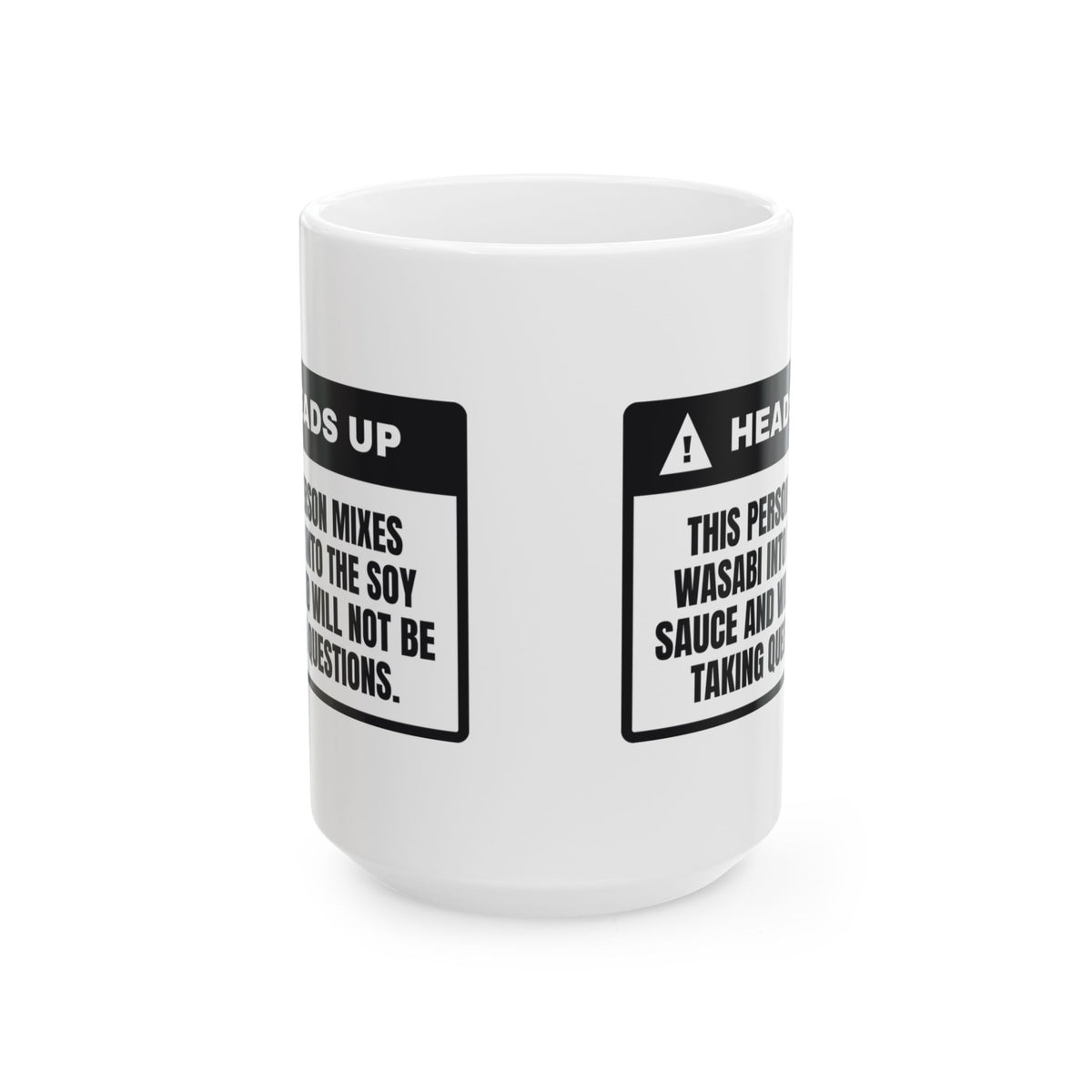 Funny Sushi Coffee Mug Mixes It Into The Soy Warning Label