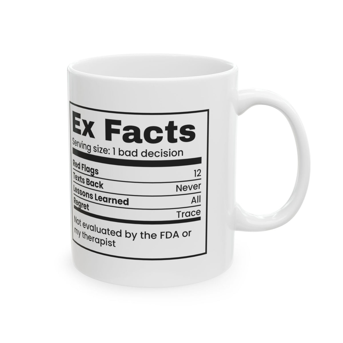 Funny Single Coffee Mug Ex Facts Label Red Flags For Her Him