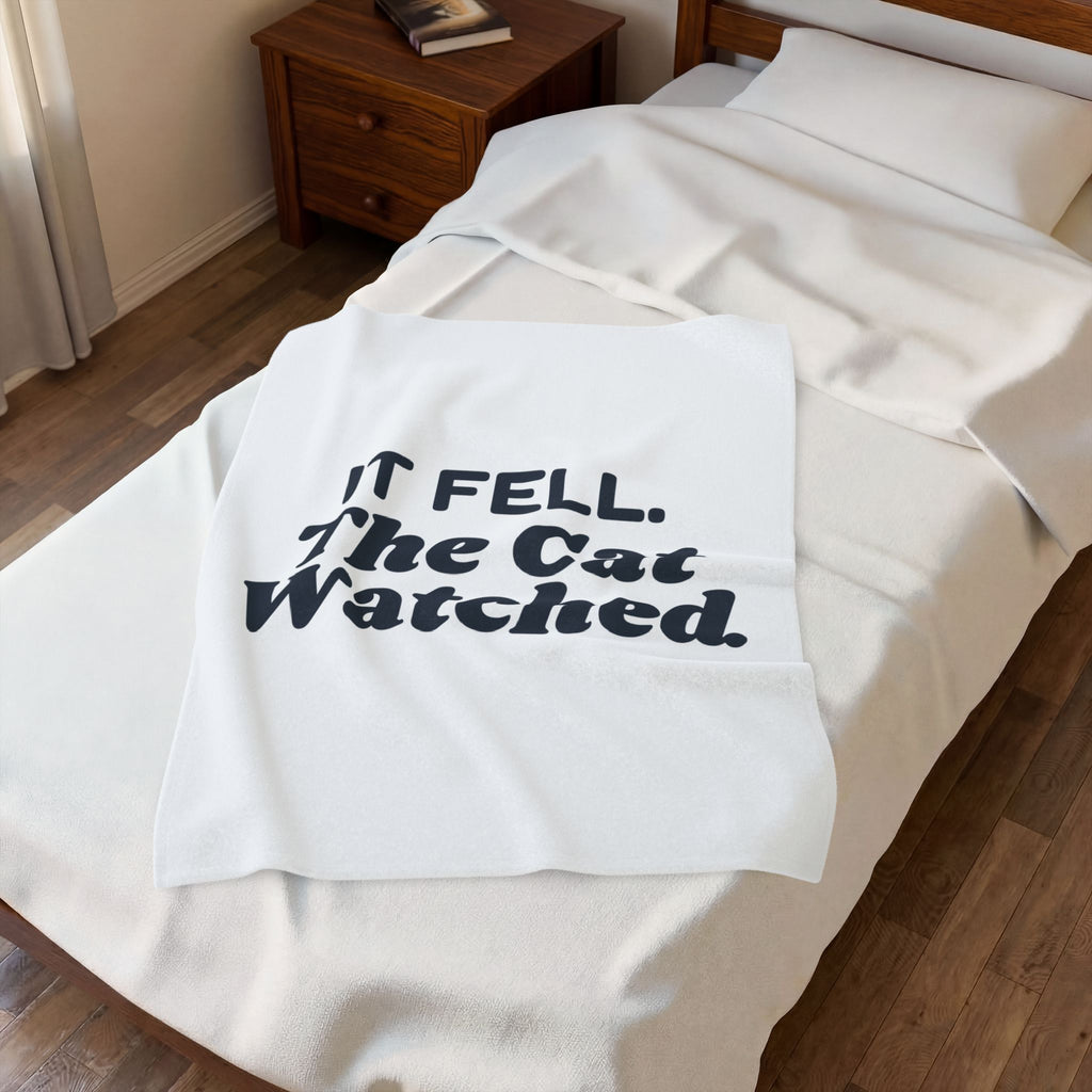 Funny Christmas Cat Throw Blanket It Fell The Cat Watched