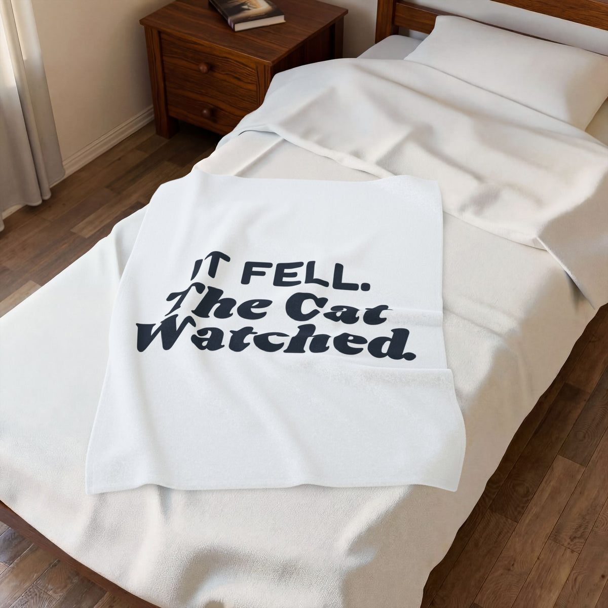 Funny Christmas Cat Throw Blanket It Fell The Cat Watched