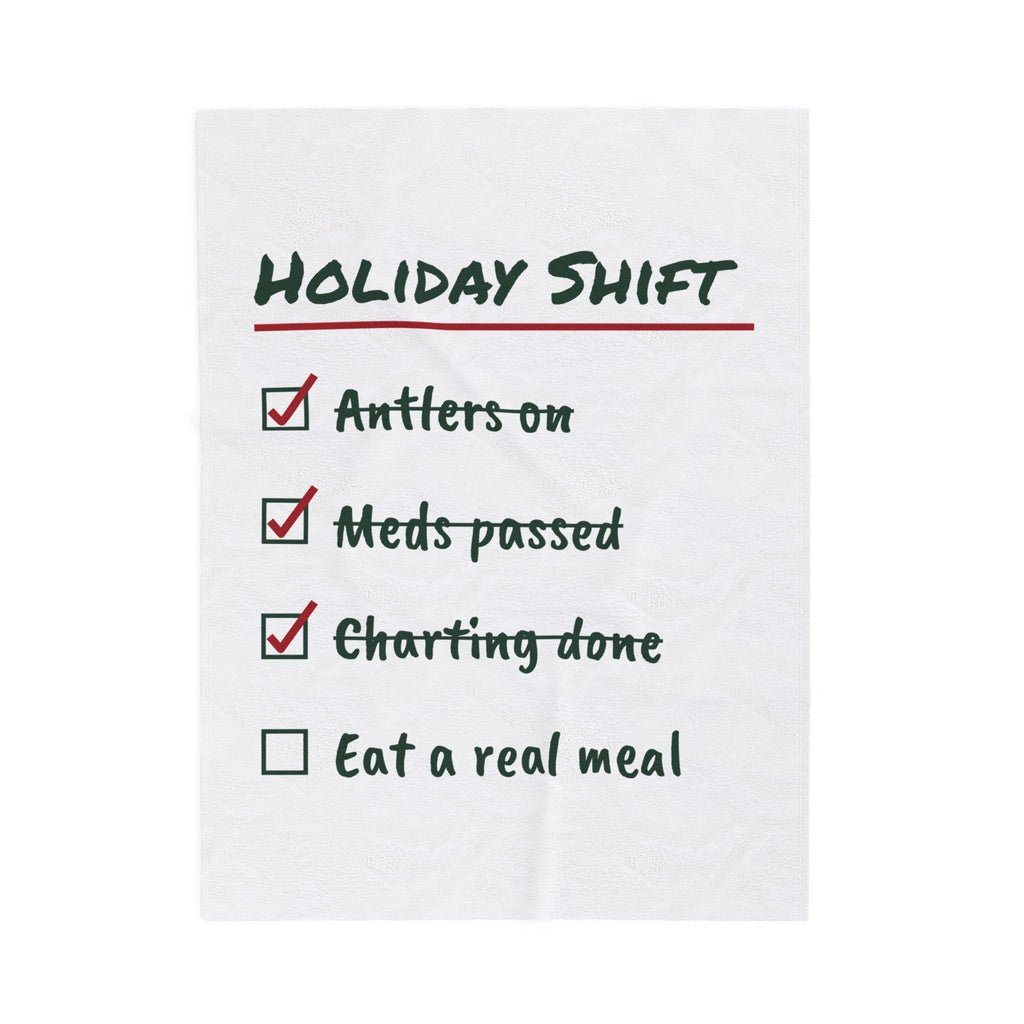 Funny Christmas Throw Blanket Holiday Shift Eat A Real Meal For Nurses
