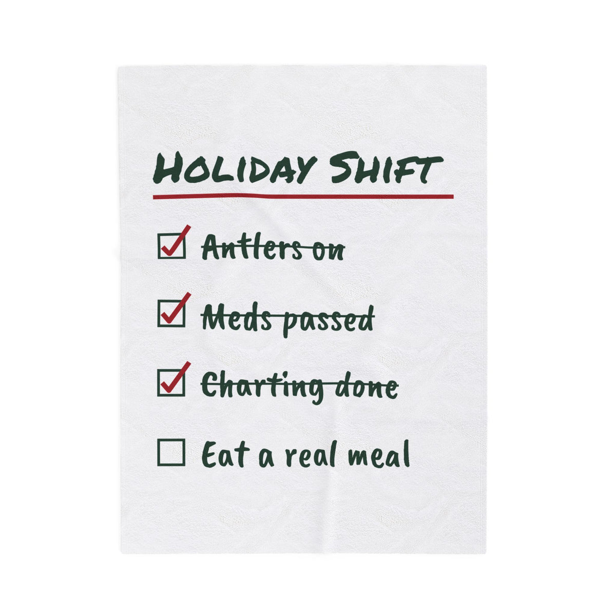 Funny Christmas Throw Blanket Holiday Shift Eat A Real Meal For Nurses