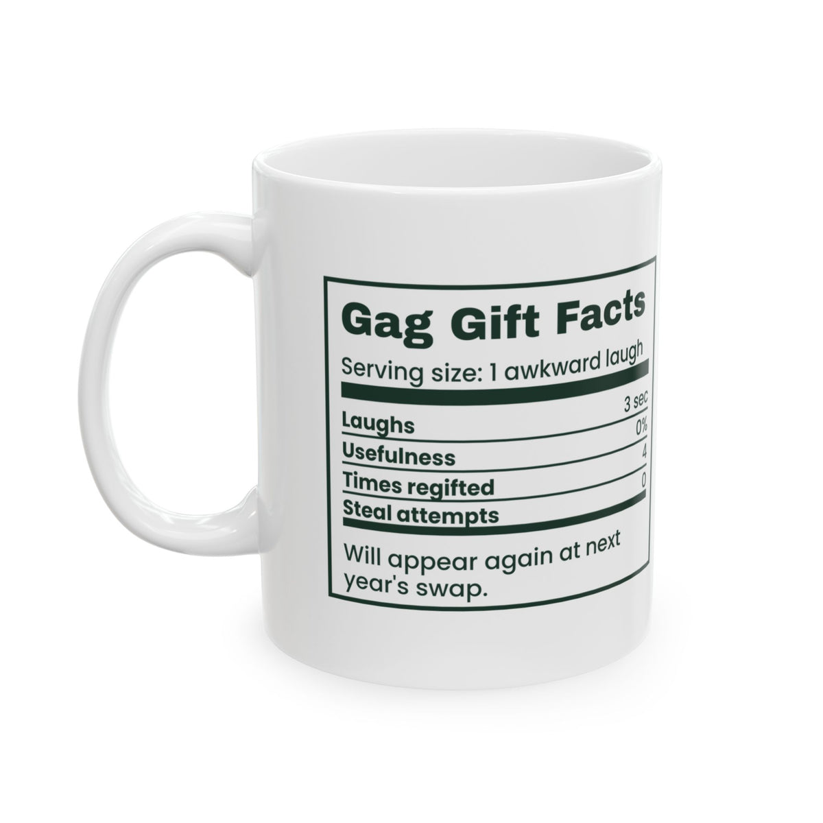 Funny White Elephant Coffee Mug Gag Gift Facts Back Again Next Year