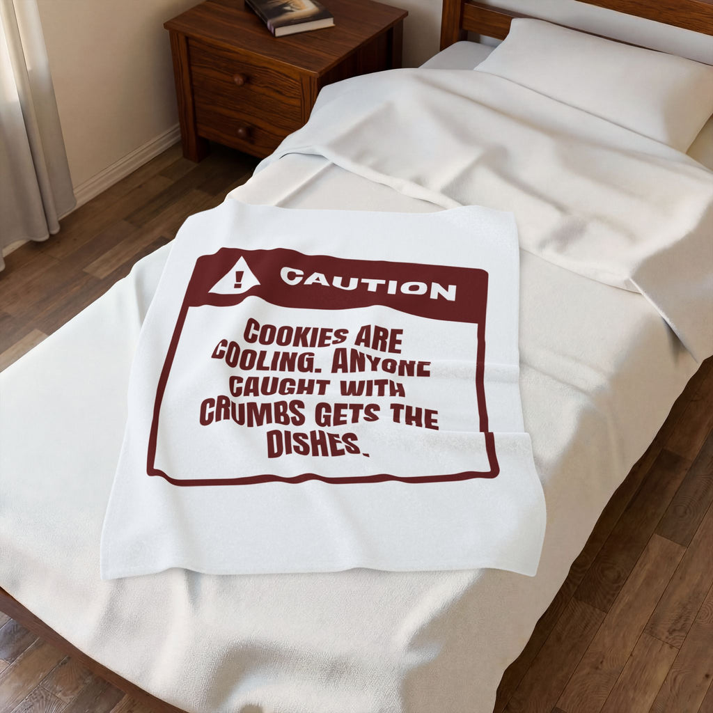 Funny Christmas Baking Throw Blanket Crumbs Mean Dish Duty Warning