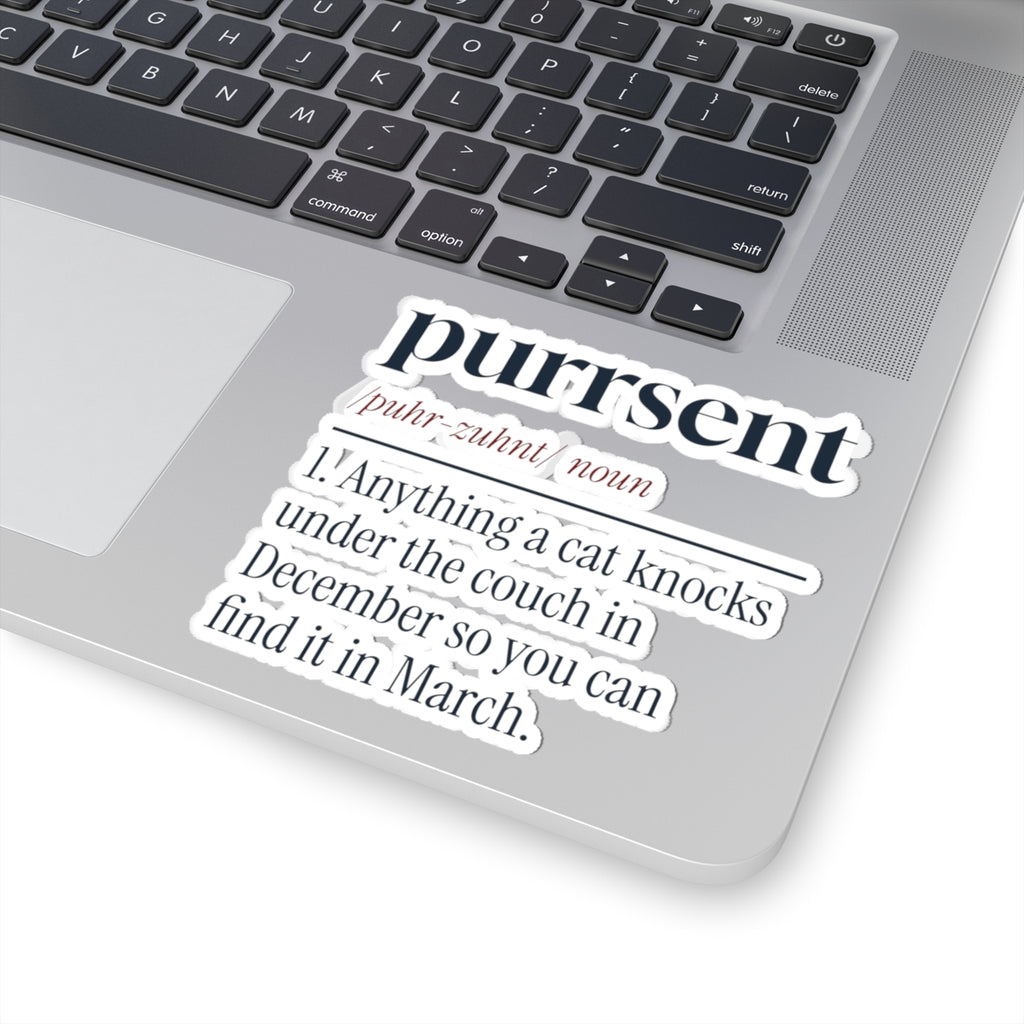 Funny Cat Christmas Sticker Purrsent Definition For Cat Owners