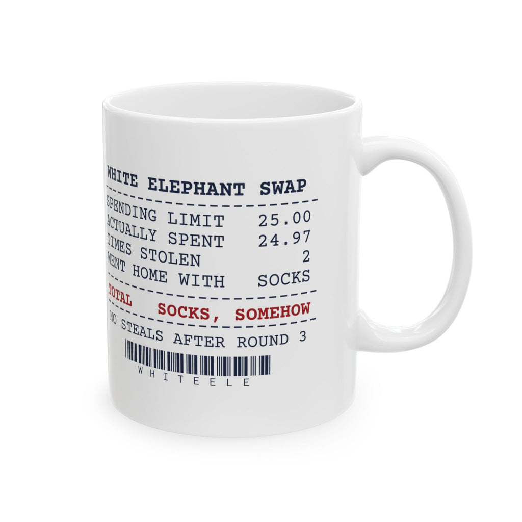 Funny White Elephant Coffee Mug Spent 24.97 Went Home With Socks
