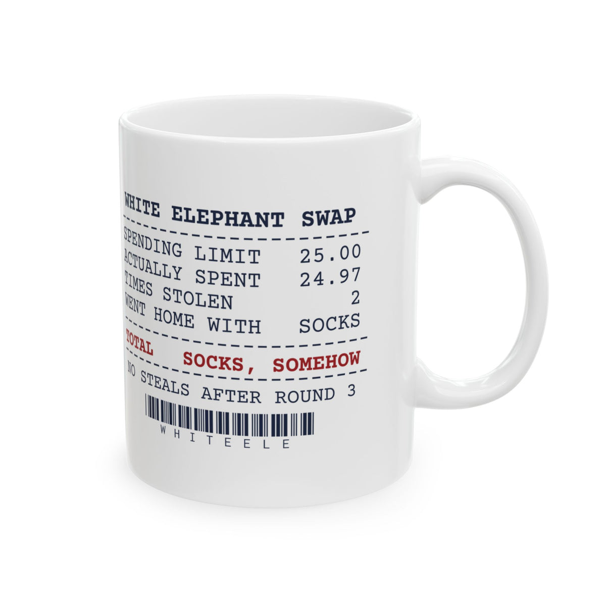 Funny White Elephant Coffee Mug Spent 24.97 Went Home With Socks
