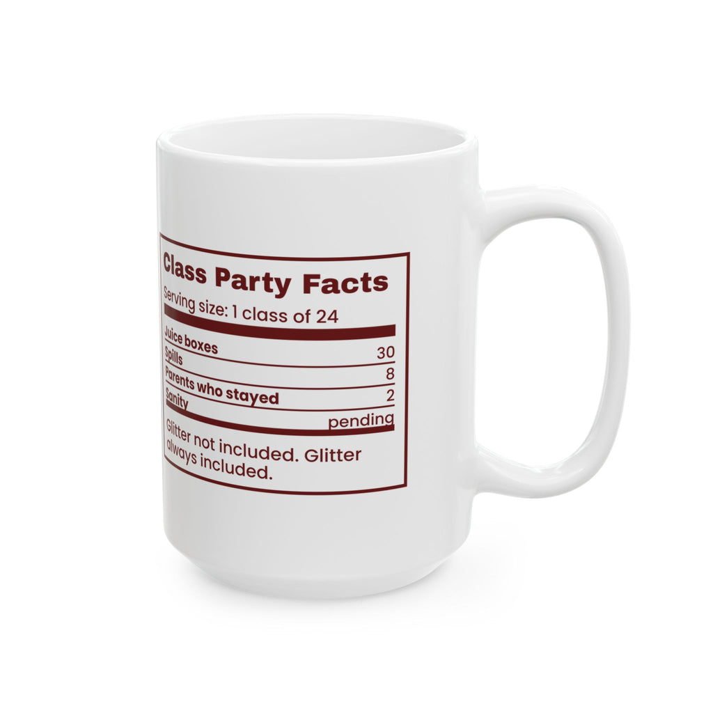 Funny Christmas Teacher Coffee Mug Class Party Facts Nutrition Label