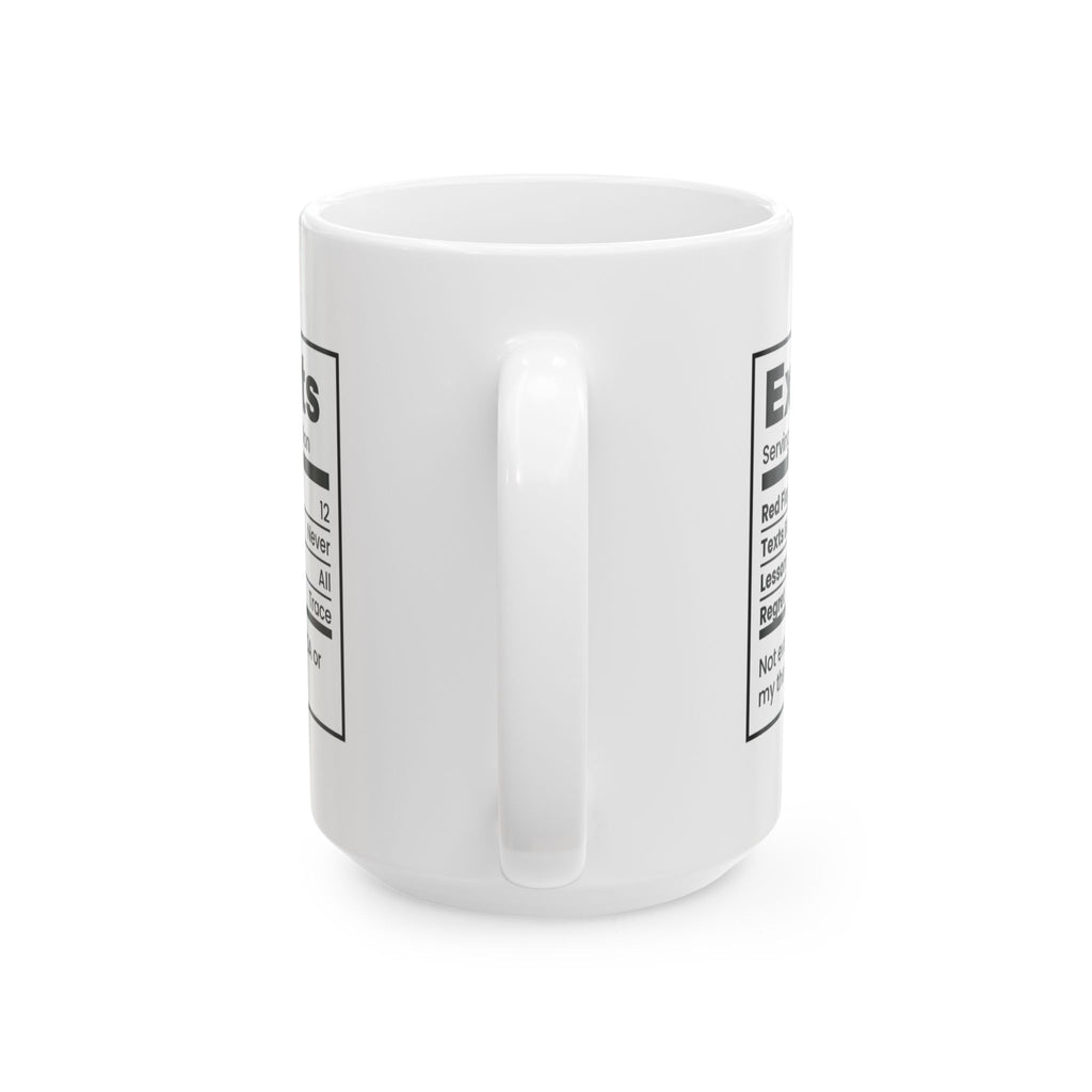 Funny Single Coffee Mug Ex Facts Label Red Flags For Her Him