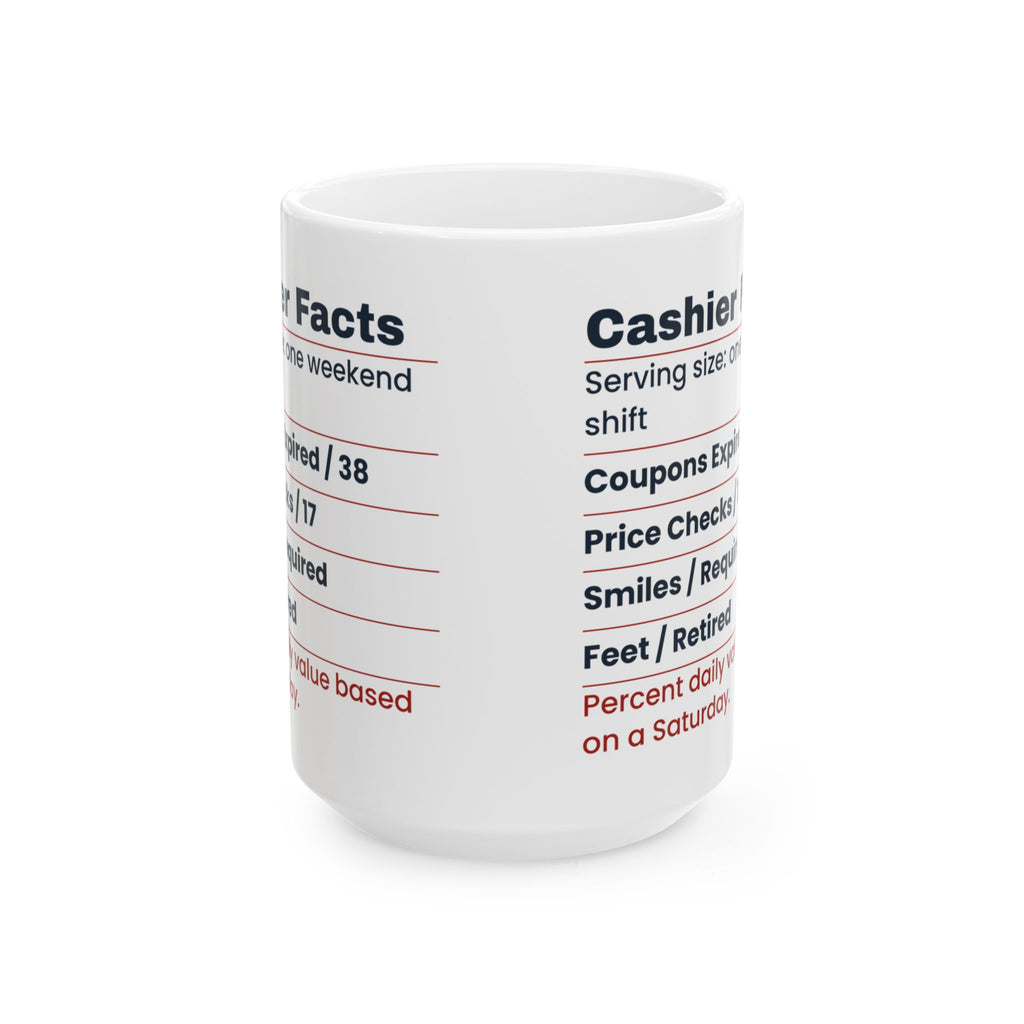 Funny Cashier Coffee Mug Cashier Facts Nutrition Label
