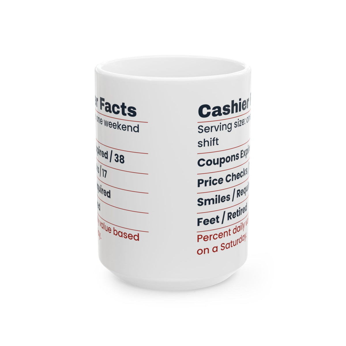 Funny Cashier Coffee Mug Cashier Facts Nutrition Label
