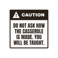 Funny In Law Christmas Sticker Caution Casserole Warning Label