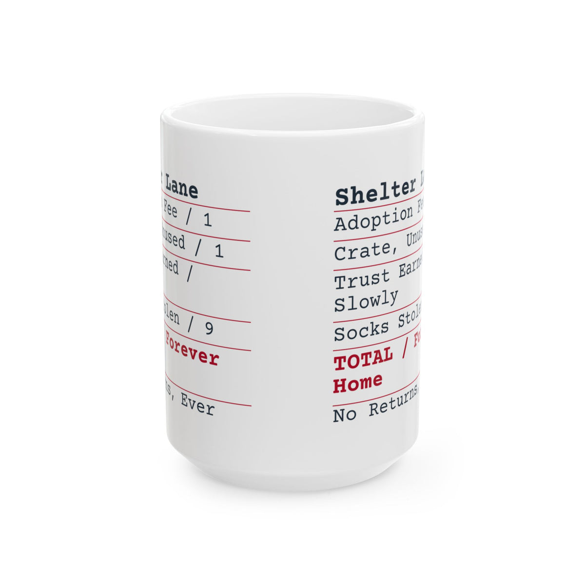 Funny Rescue Pet Coffee Mug Shelter Lane Receipt Forever Home