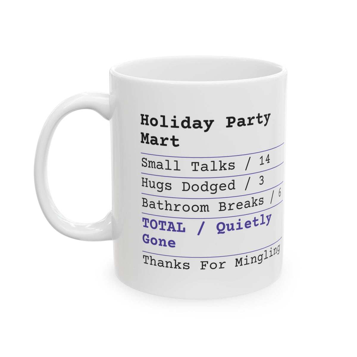 Funny Christmas Coffee Mug Holiday Party Receipt Quietly Gone