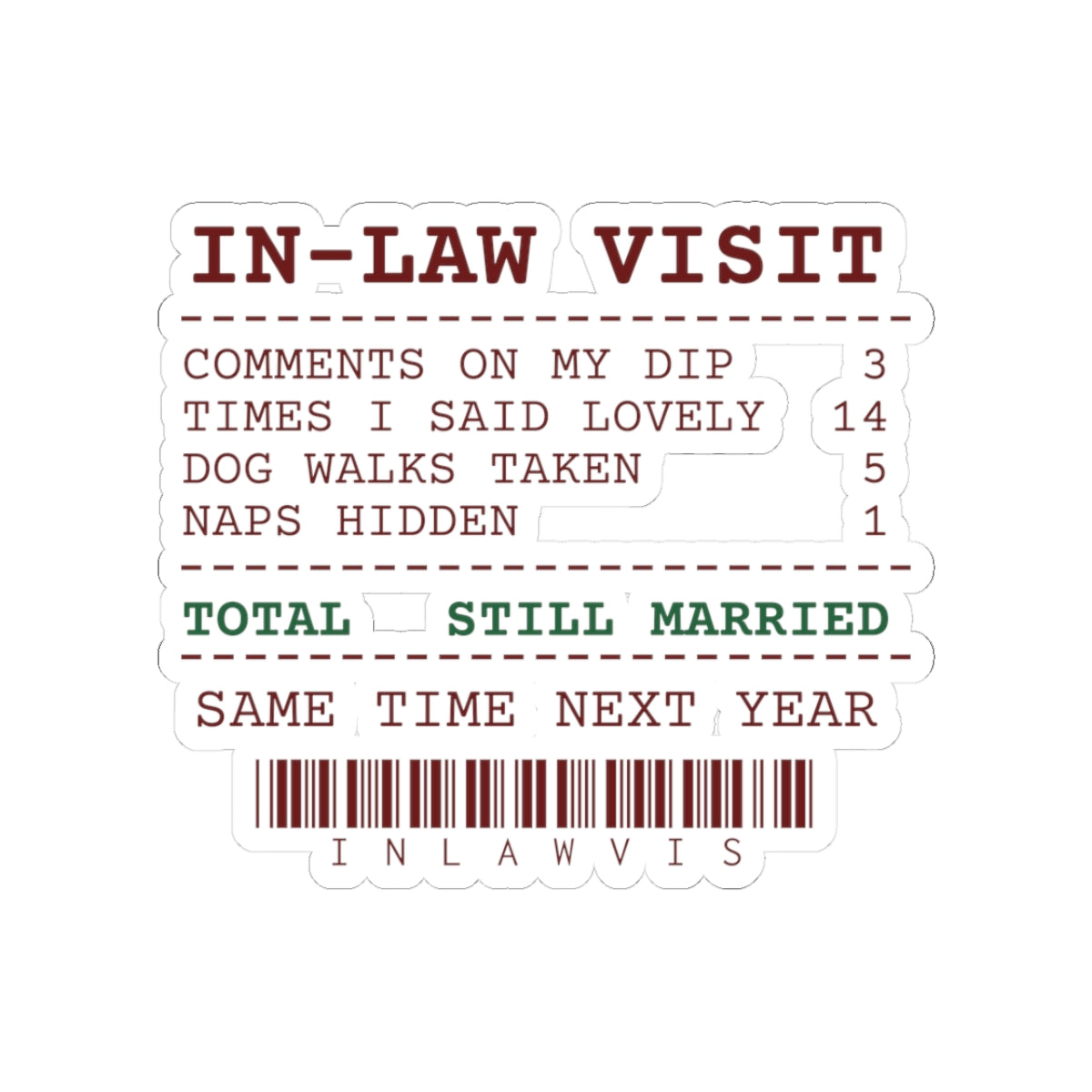 Funny Christmas In-Laws Sticker Times I Said Lovely 14 Receipt