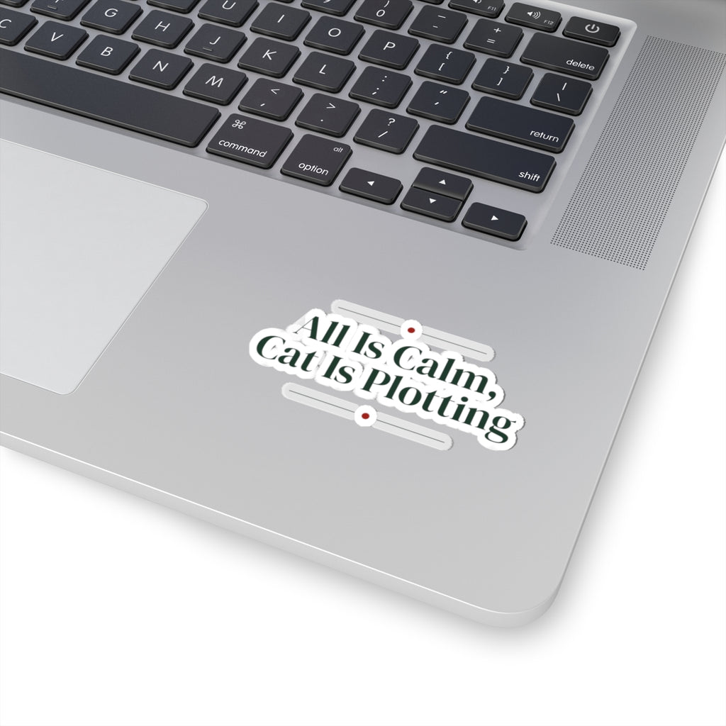 Funny Cat Christmas Sticker All Is Calm Cat Is Plotting