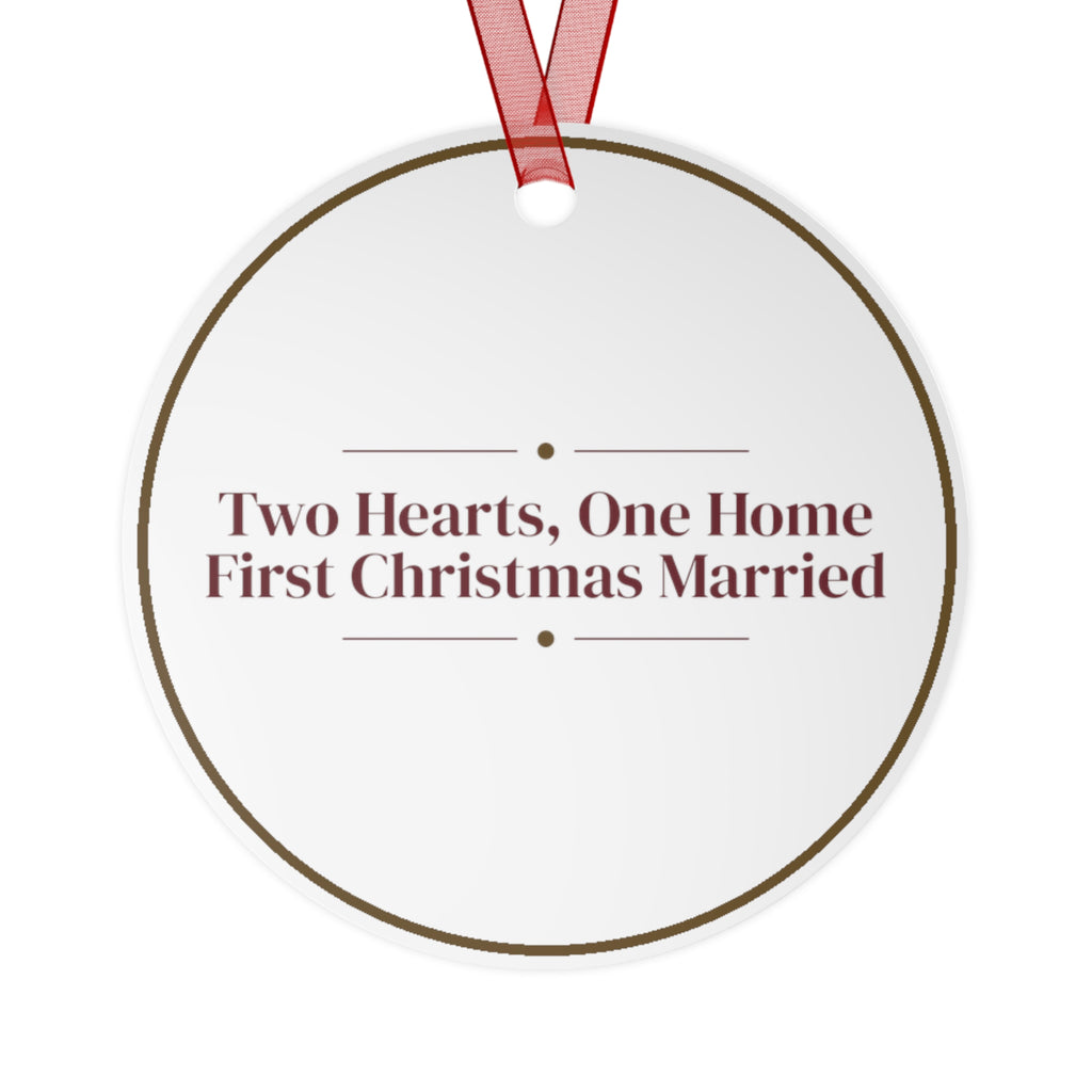 Christmas Ornament Two Hearts One Home First Christmas Married