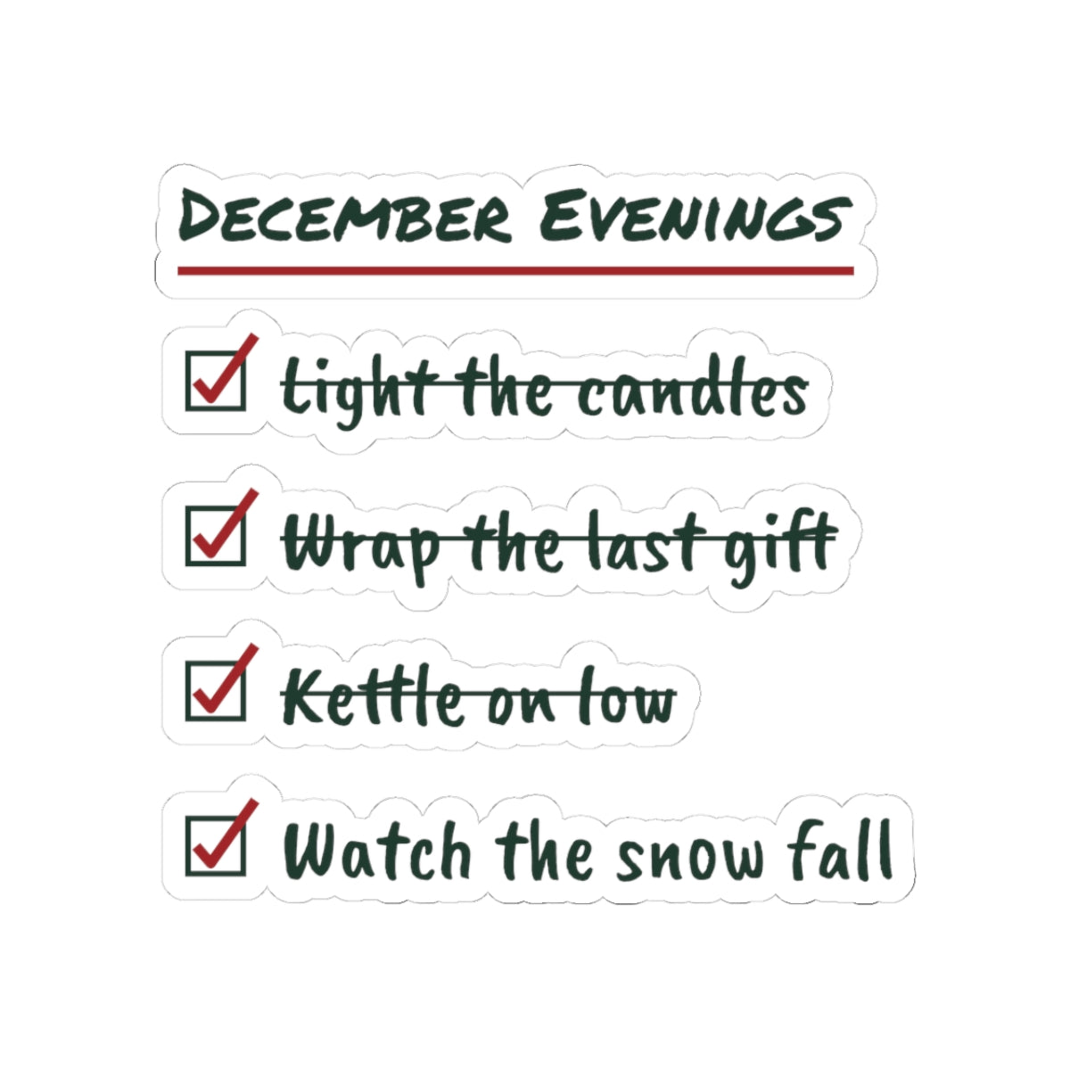 Christmas Sticker December Evenings Checklist Cozy Winter Cup