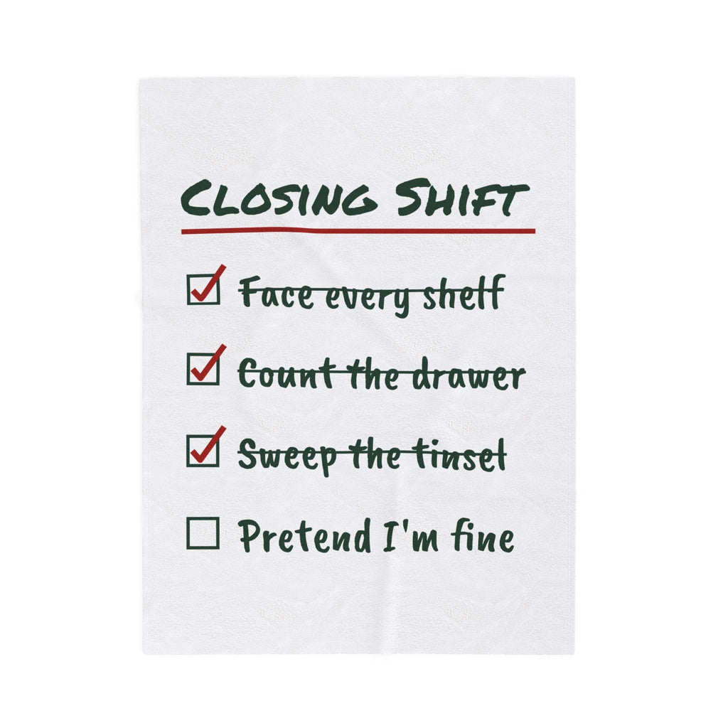 Funny Retail Christmas Throw Blanket Closing Shift Checklist For Workers