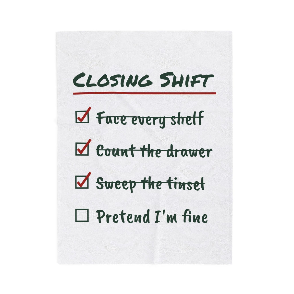 Funny Retail Christmas Throw Blanket Closing Shift Checklist For Workers