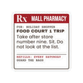 Funny Christmas Shopping Sticker Food Court Prescription Label