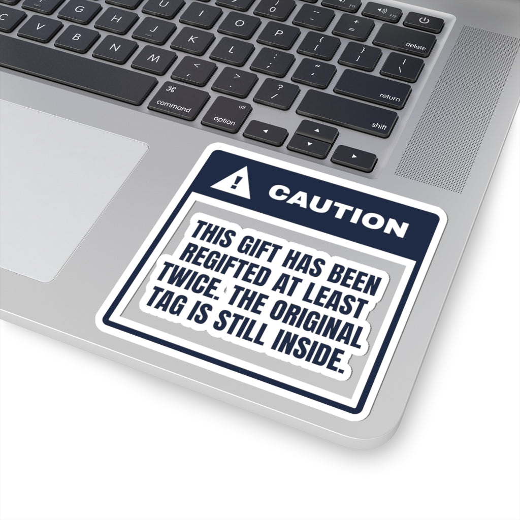Funny White Elephant Sticker Regifted Twice Original Tag Inside