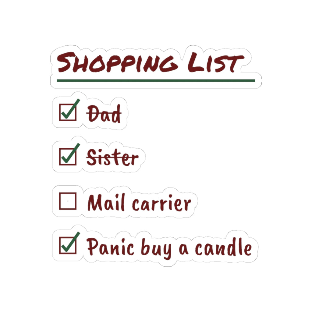 Funny Christmas Shopping Sticker Panic Buy A Candle Checklist