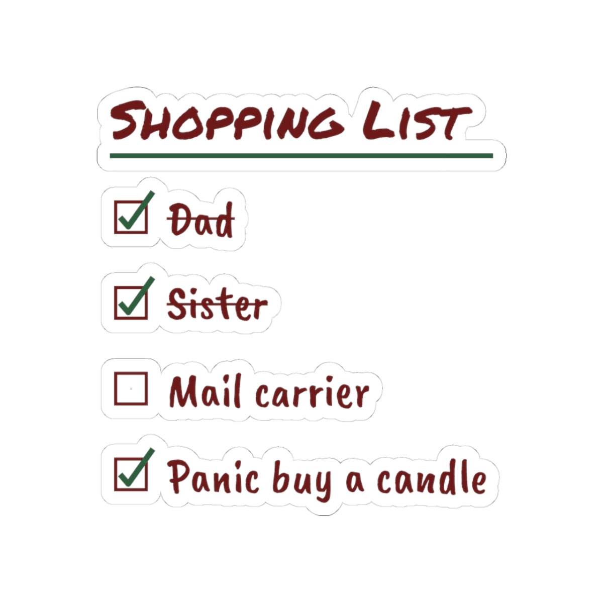 Funny Christmas Shopping Sticker Panic Buy A Candle Checklist