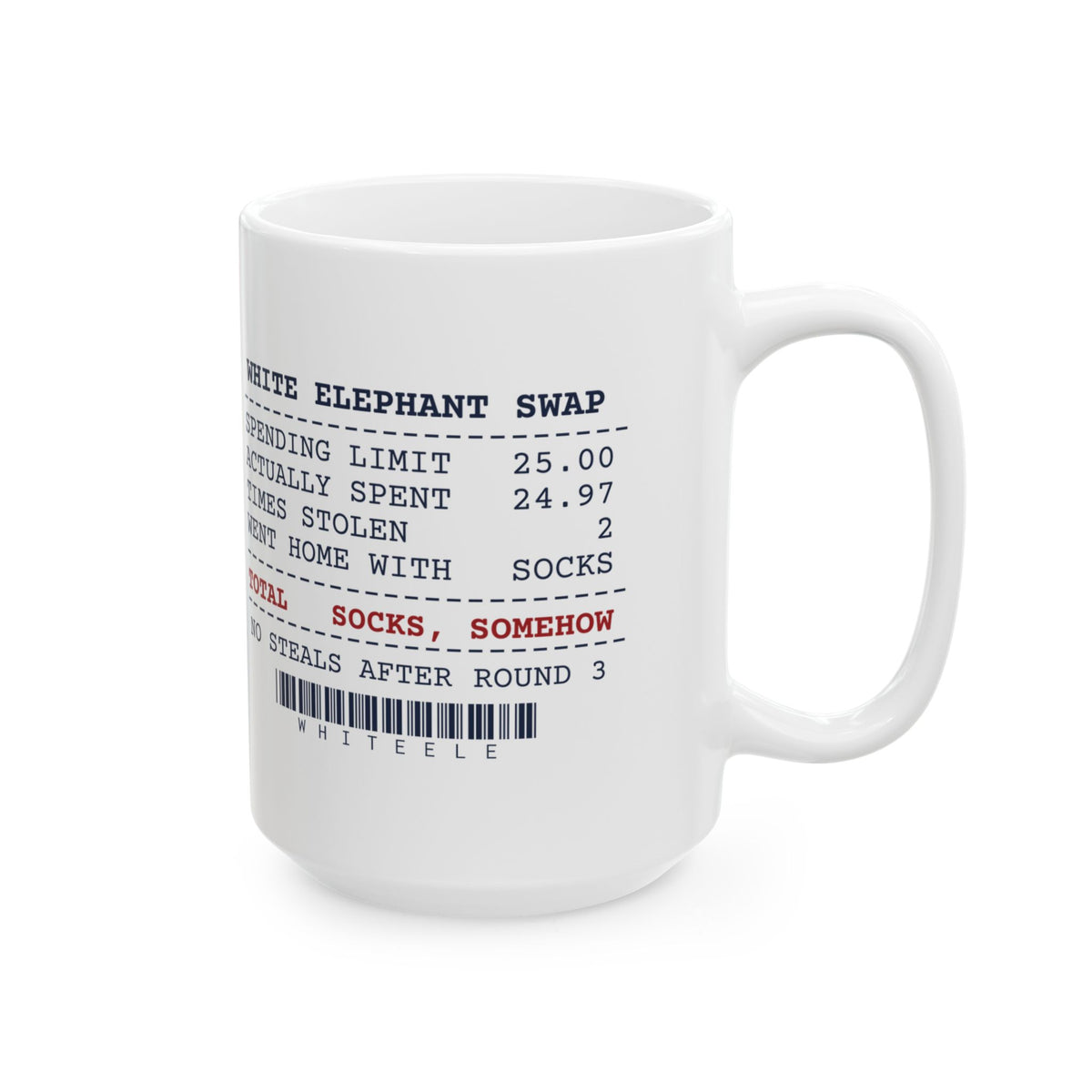 Funny White Elephant Coffee Mug Spent 24.97 Went Home With Socks