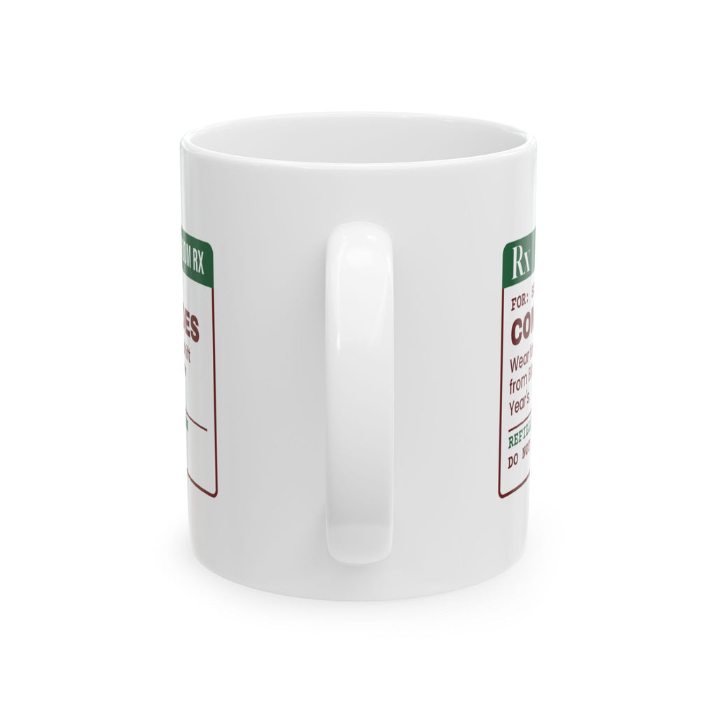 Funny Christmas Retail Coffee Mug Comfy Shoes Prescription Label