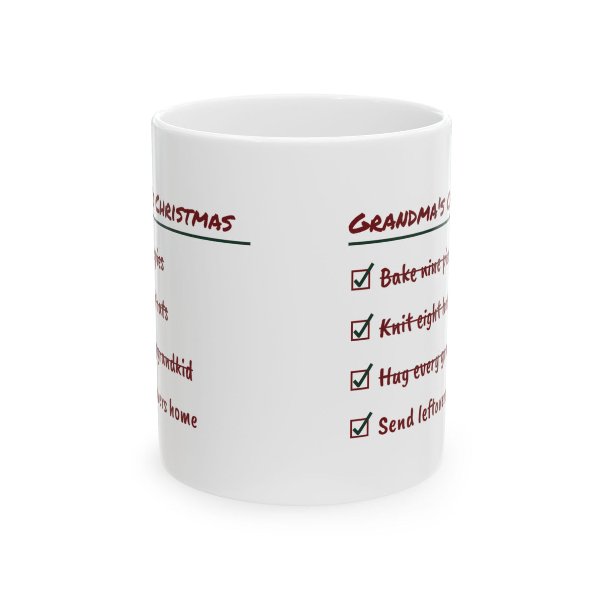 Funny Christmas Grandma Coffee Mug Grandma's Christmas Checklist