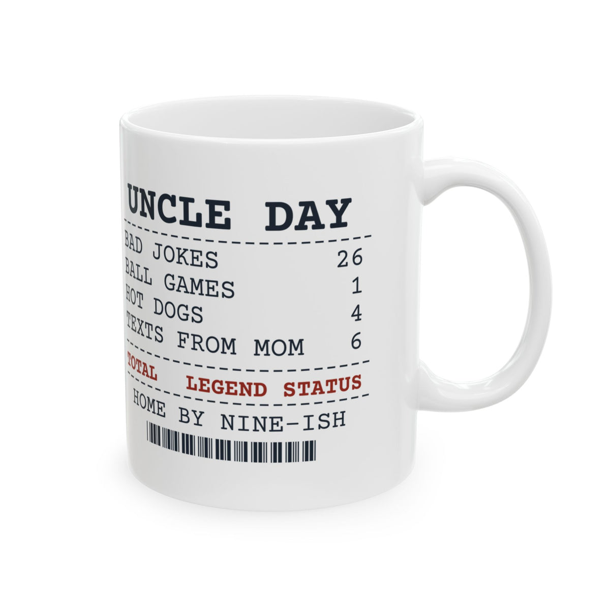 Funny Uncle Coffee Mug Bad Jokes 26 Hot Dogs 4 Receipt