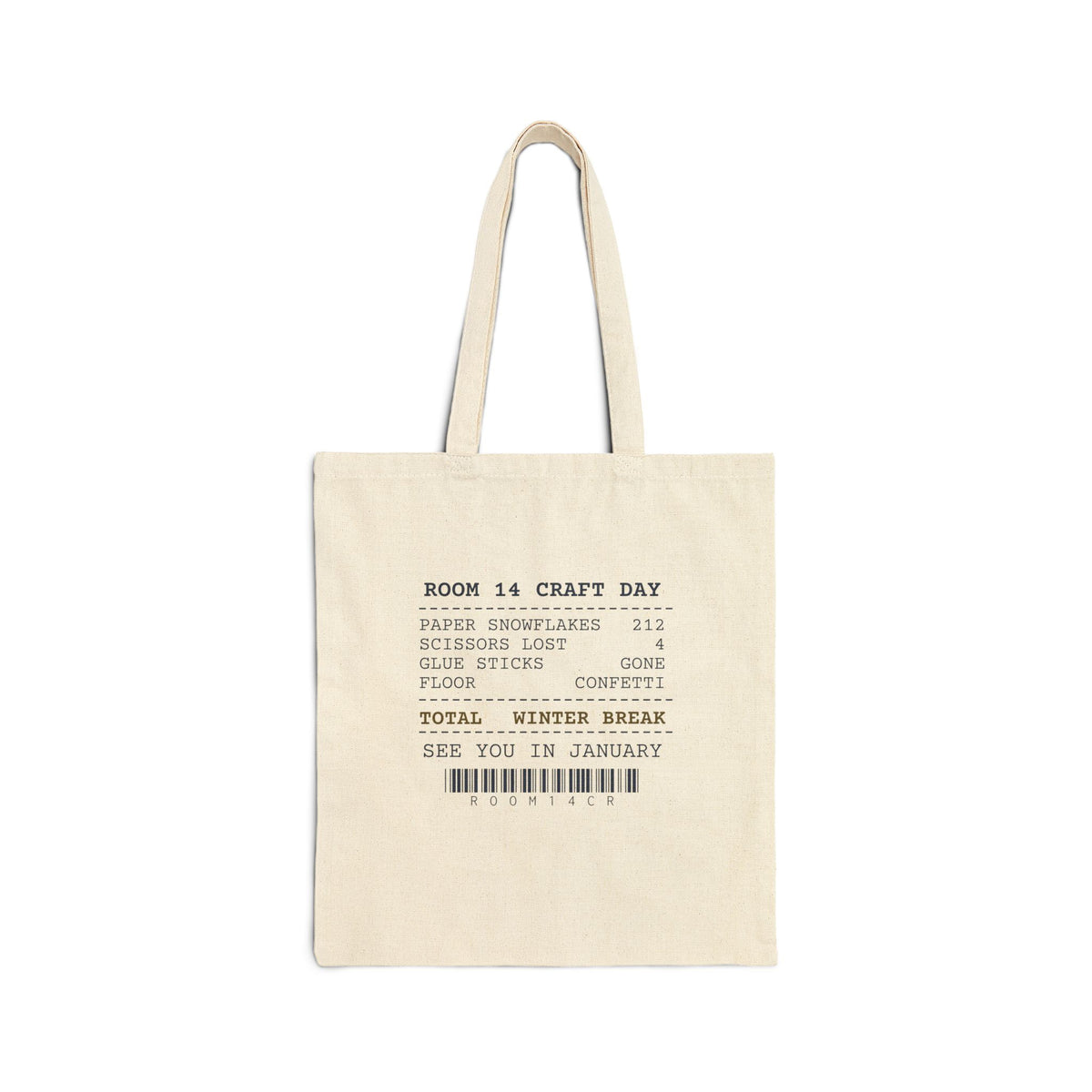 Funny Christmas Teacher Tote Bag Paper Snowflakes Craft Receipt
