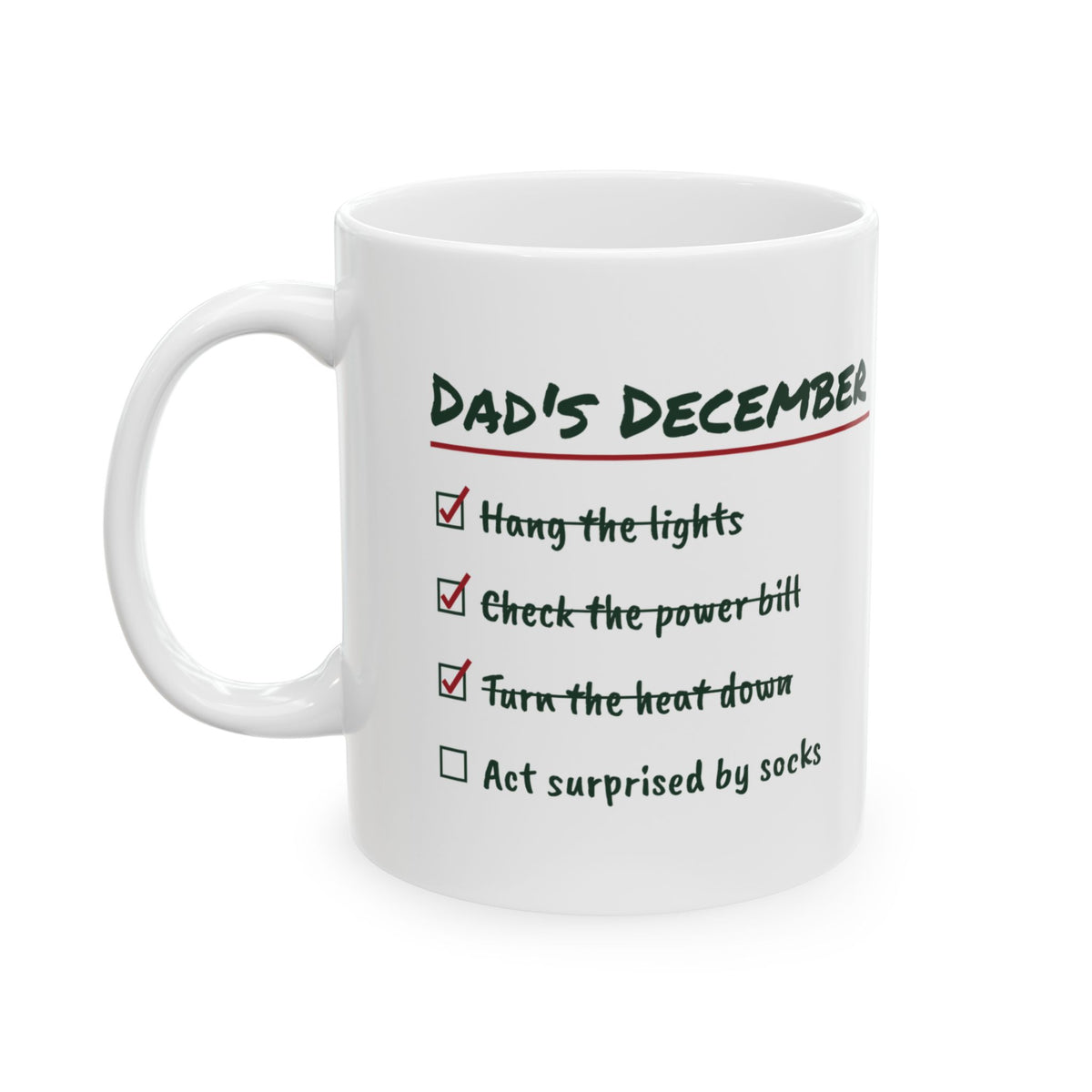 Funny Dad Christmas Coffee Mug Act Surprised By Socks Checklist