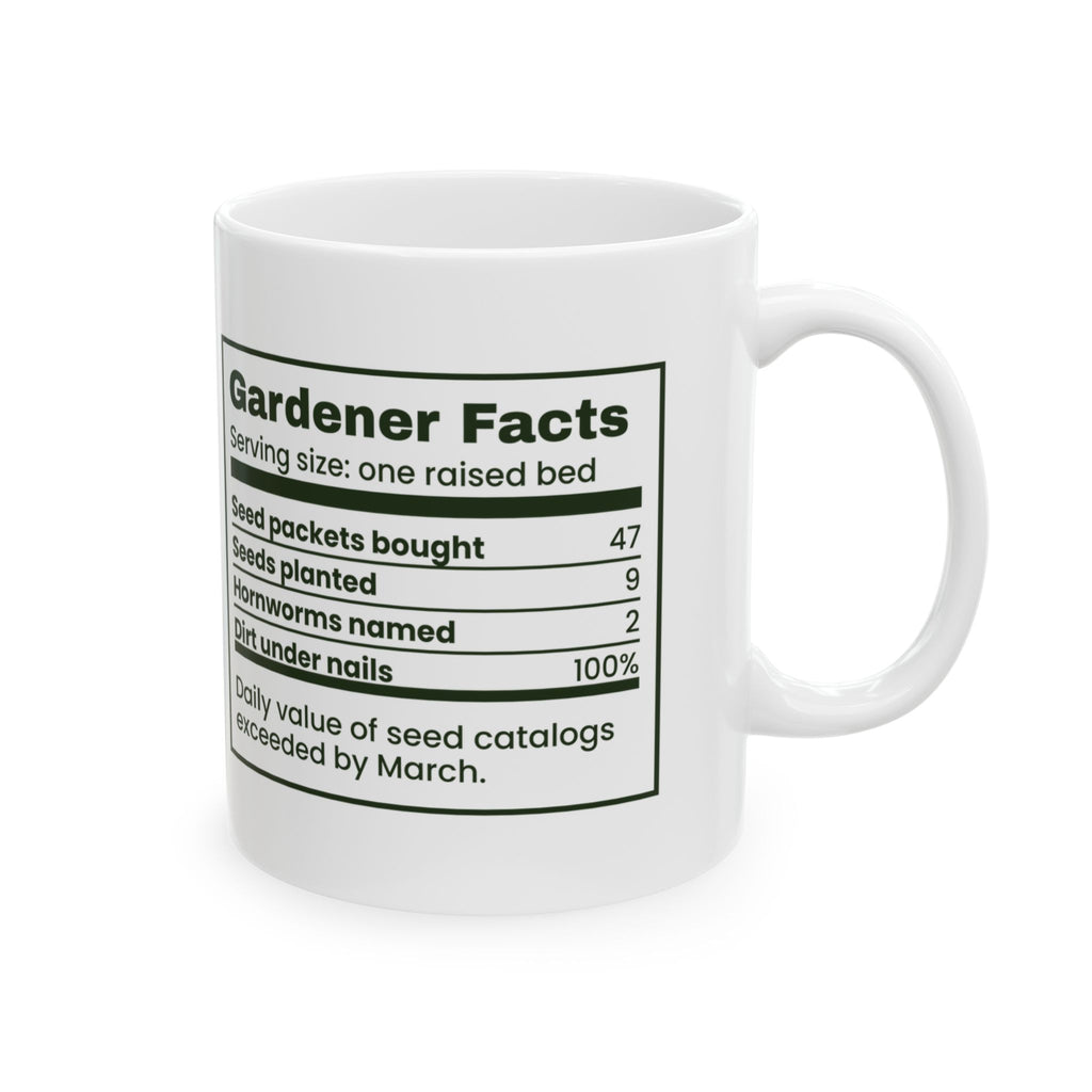 Funny Gardener Coffee Mug Seed Packets Nutrition Facts For Gardeners