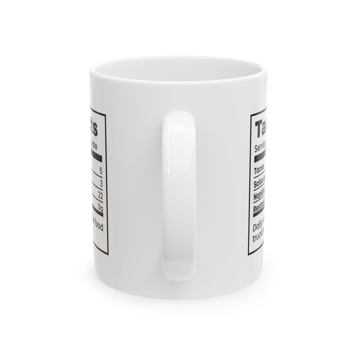 Funny Taco Lover Coffee Mug Taco Facts Nutrition Label