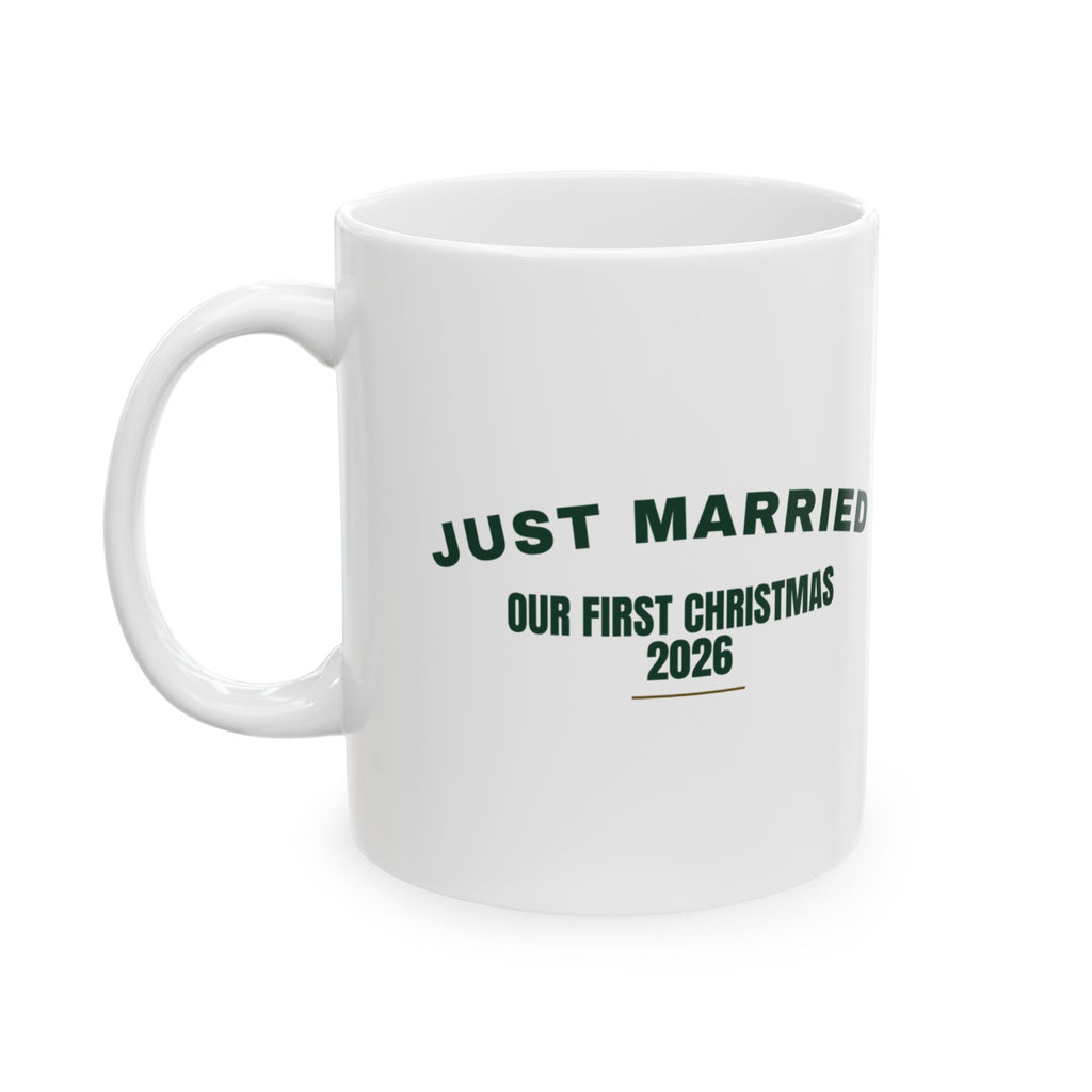 Just Married Our First Christmas 2026 Coffee Mug For Bride And Groom
