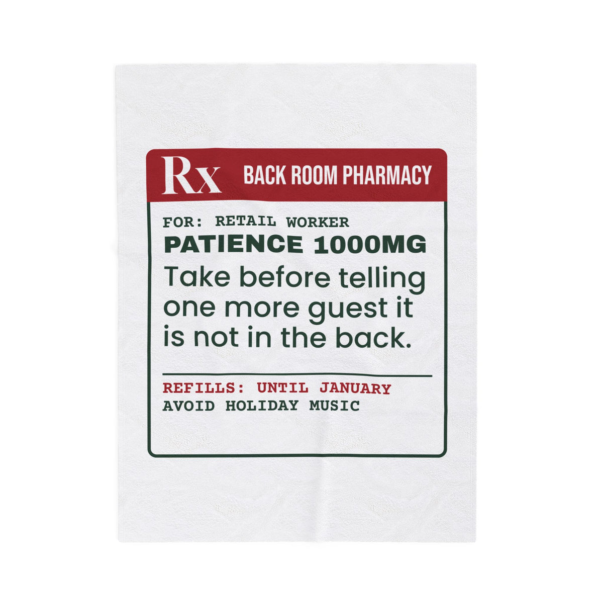 Funny Christmas Throw Blanket Patience 1000mg Until January Prescription