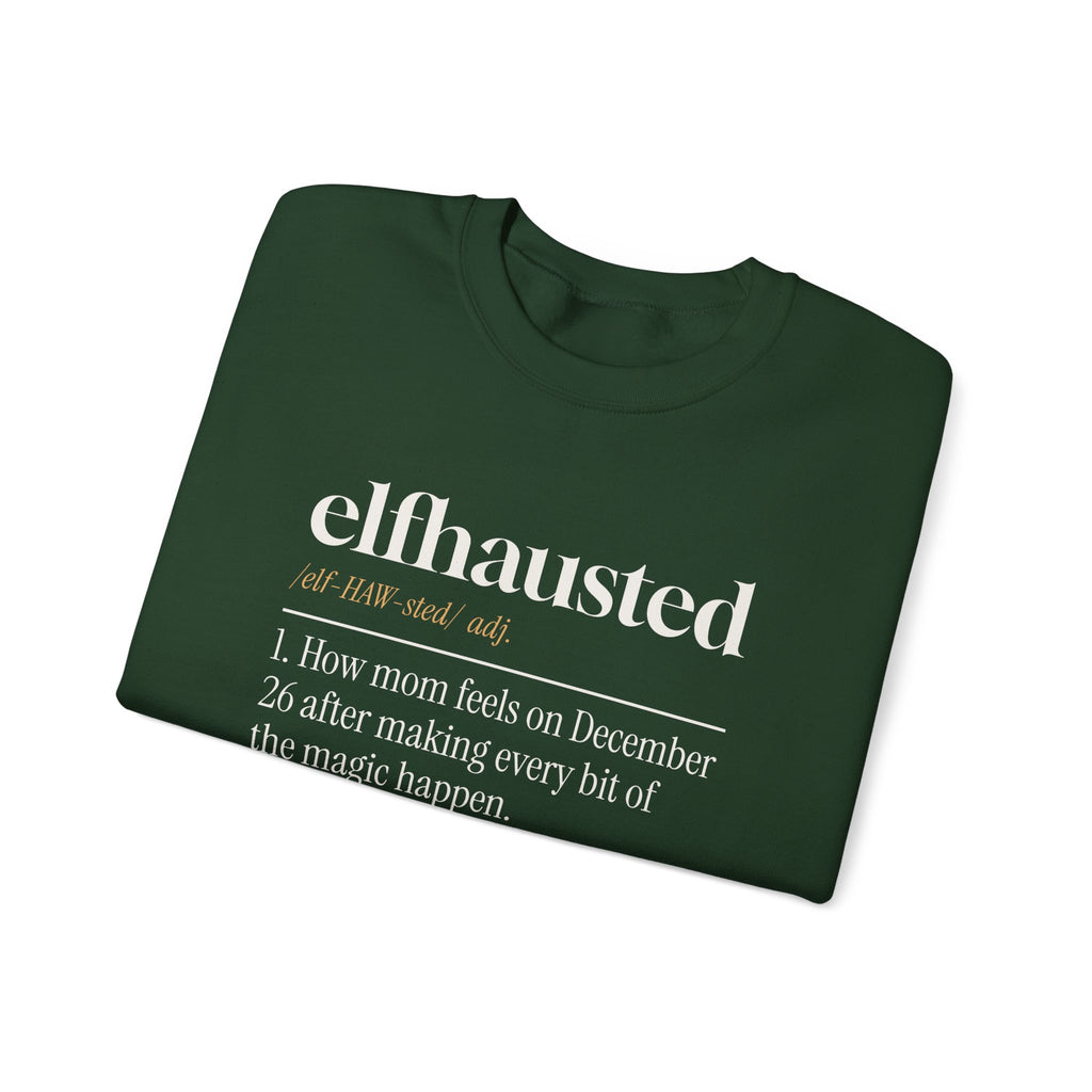 Funny Christmas Mom Sweatshirt Elfhausted Dictionary Definition
