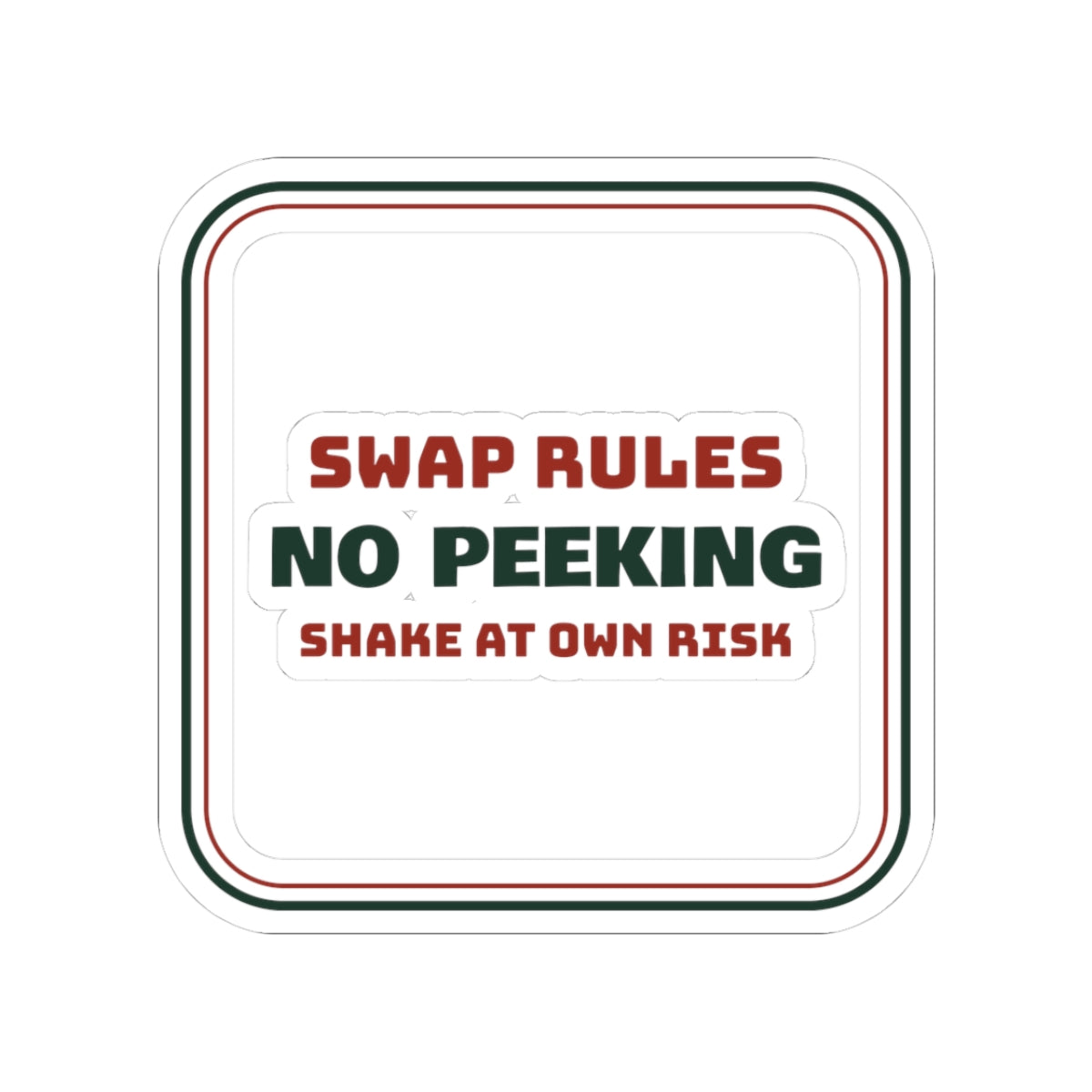 Funny White Elephant Sticker No Peeking Shake At Own Risk