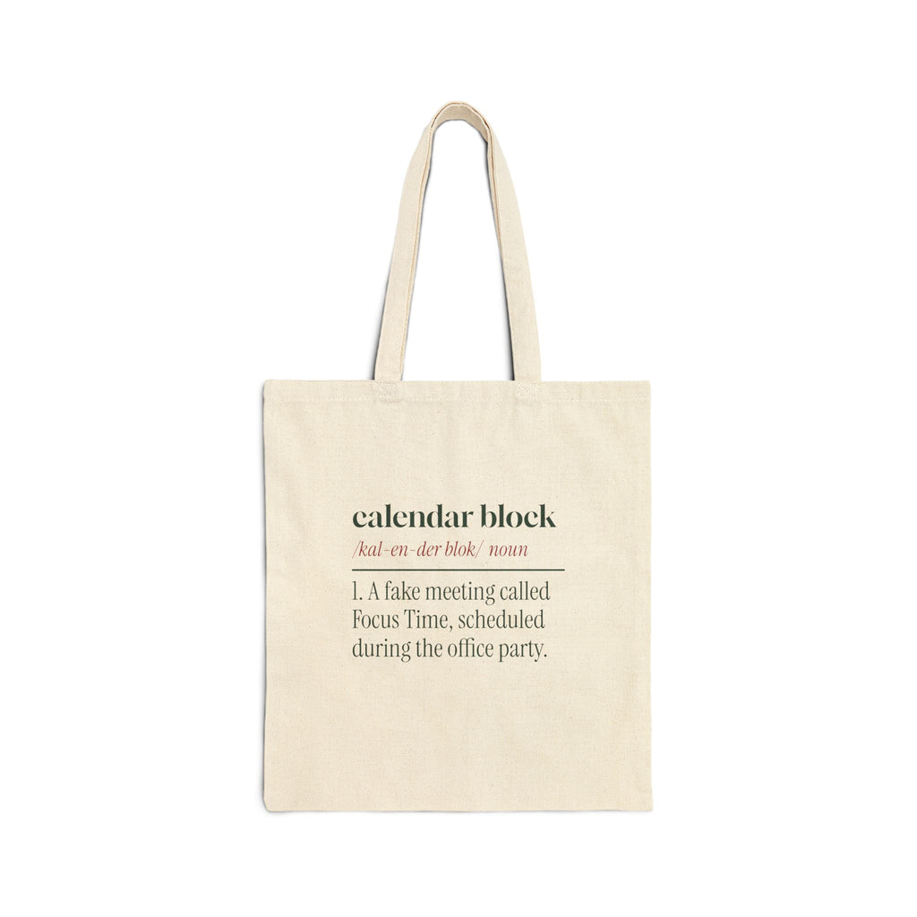 Funny Office Christmas Tote Bag Calendar Block Dictionary Definition