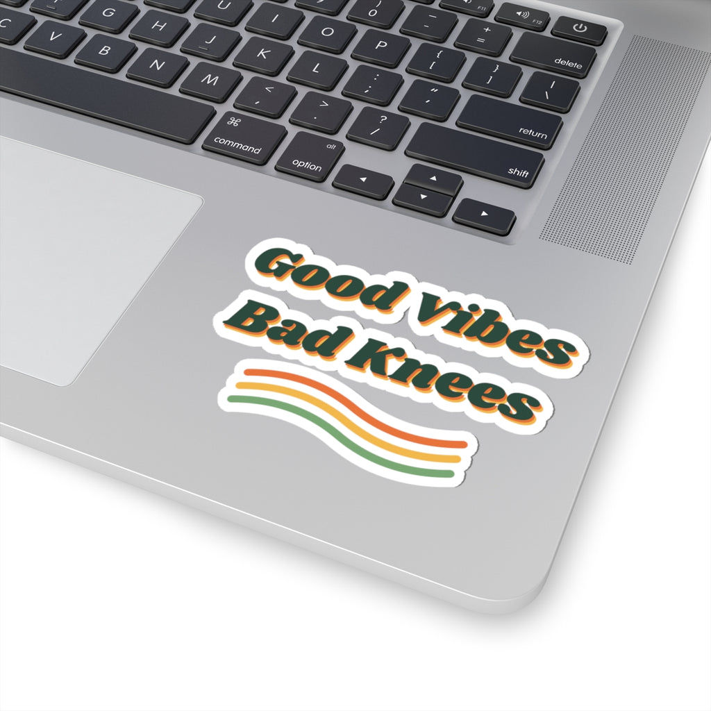 Funny Retro Sticker Good Vibes Bad Knees