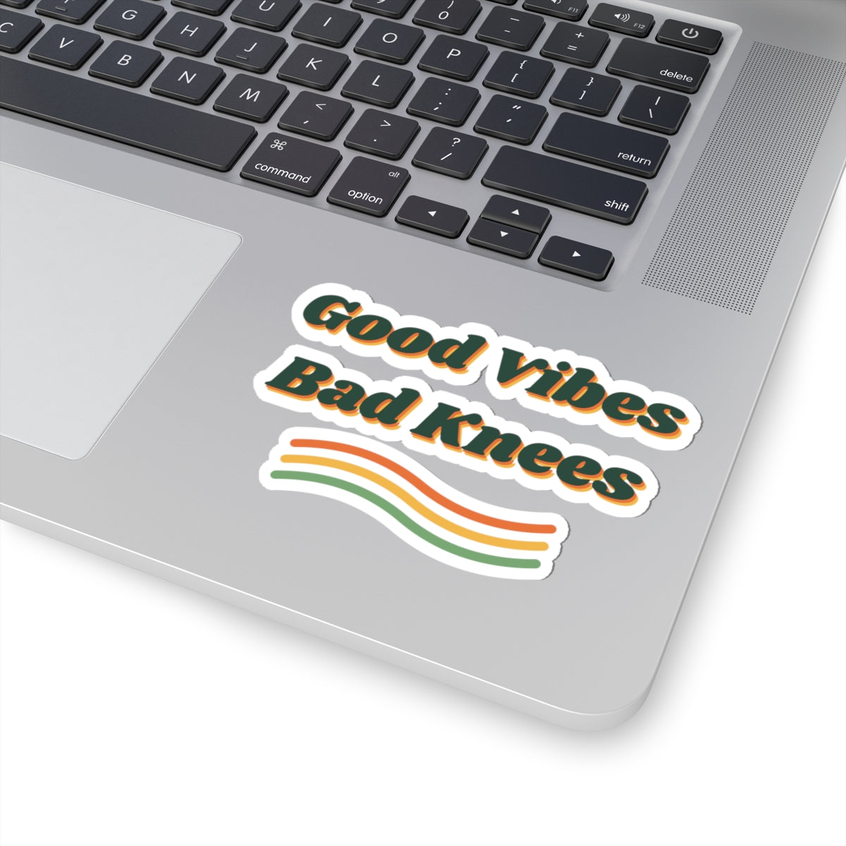 Funny Retro Sticker Good Vibes Bad Knees