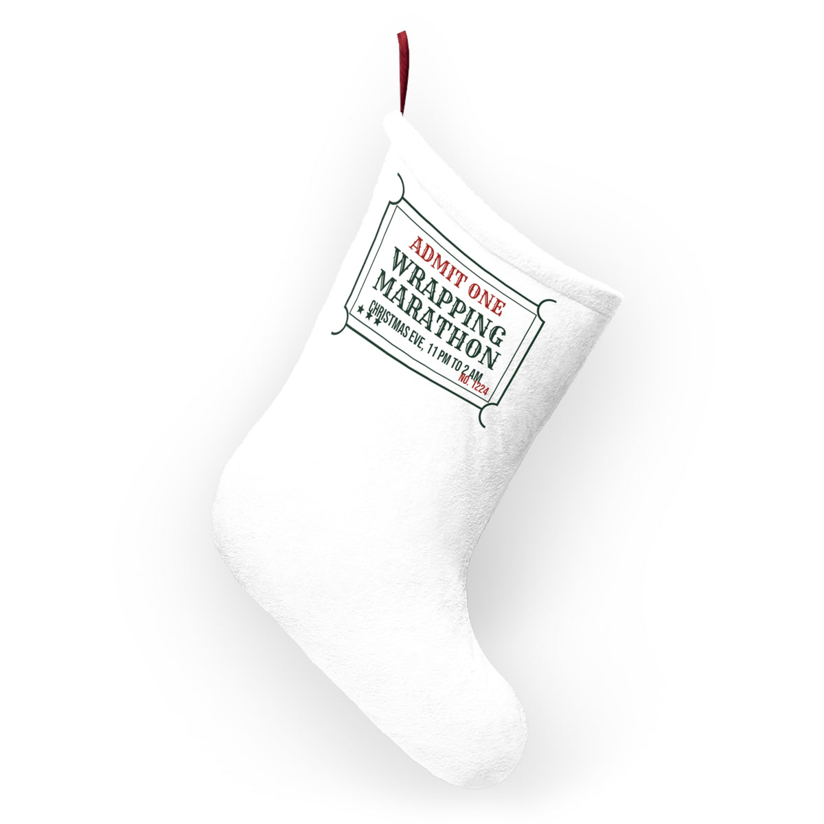 Funny Christmas Stocking Wrapping Marathon Ticket For Mom And Dad