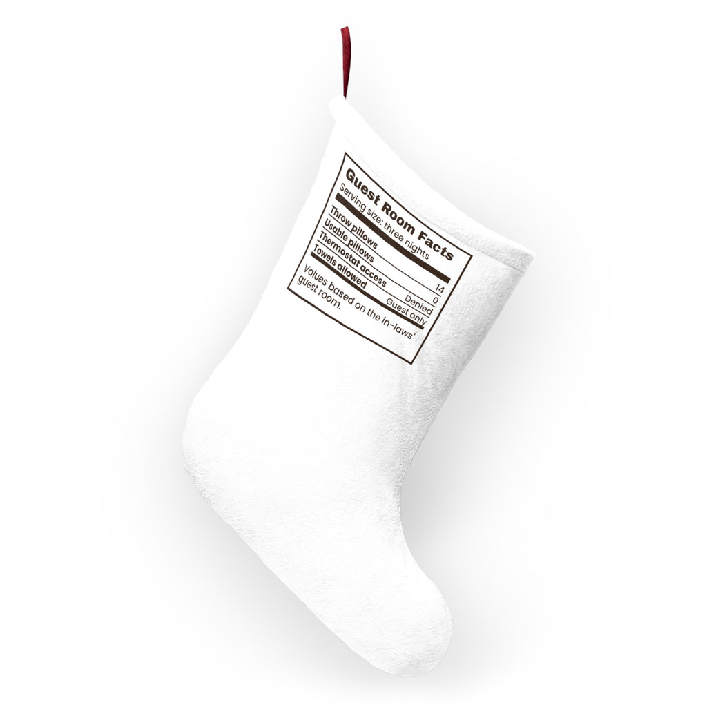 Funny In-Laws Christmas Visit Christmas Stocking Guest Room Facts Label