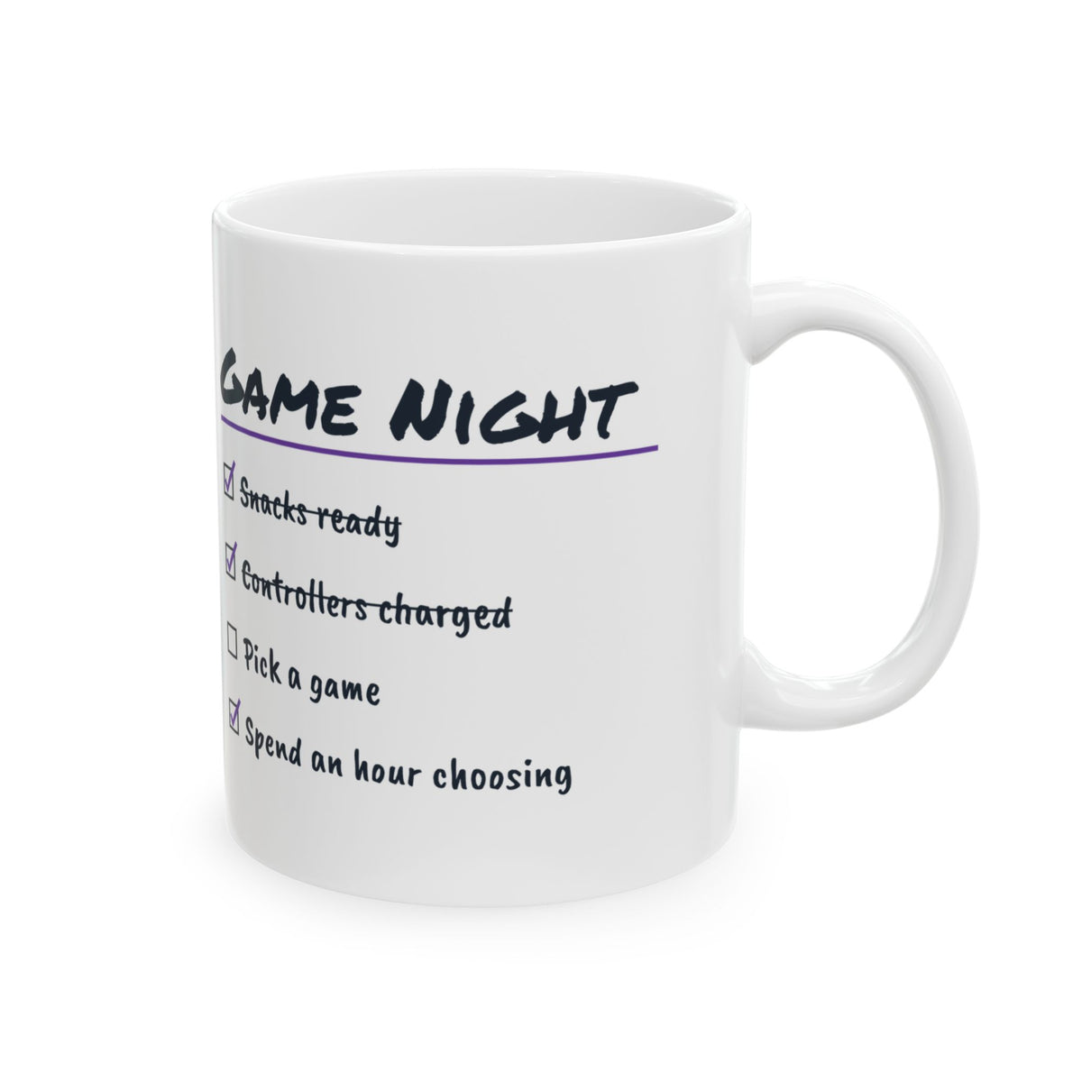 Funny Gamer Coffee Mug Game Night Checklist Spend An Hour Choosing
