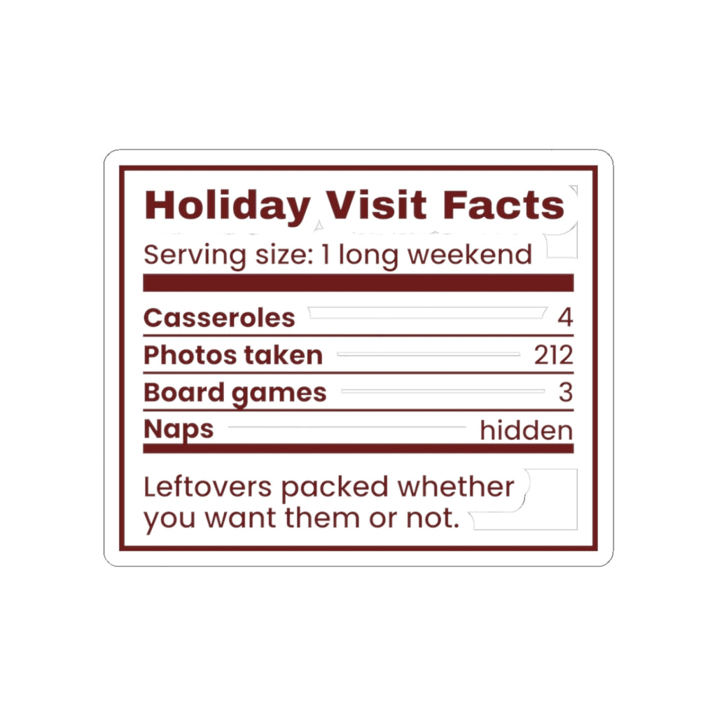 Funny Christmas In-Laws Sticker Holiday Visit Facts Label