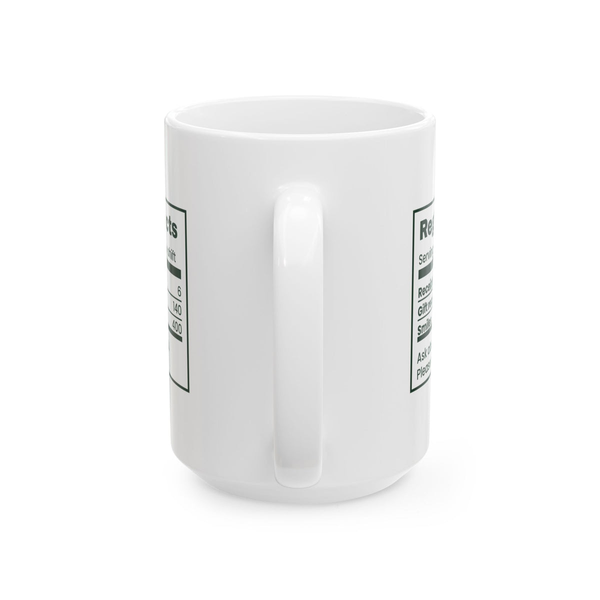 Funny Retail Christmas Coffee Mug Register Nutrition Facts Label